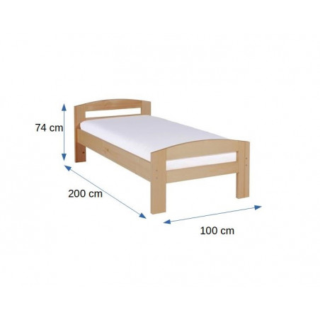 Pat Ramona Dimensiune Saltea 90 x 200 Cm, Lacuit, Lemn Masiv, Natur-01