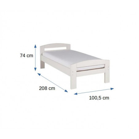 Pat Ramona, Lemn Masiv, Alb, Dimensiune Saltea 90 x 200 Cm-01
