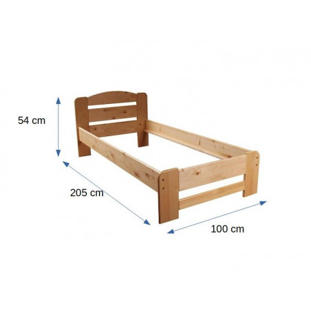 Pat Pumba 3/1, Dimensiune Saltea 90 x 200 Cm, Lemn Masiv, Lacuit, Natur-01
