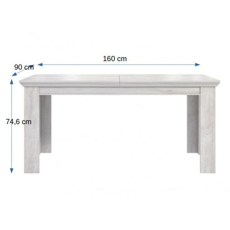 Masa Kashmir, Extensibila, Alb Antichizat, 160/205 x 75 x 90 Cm-01