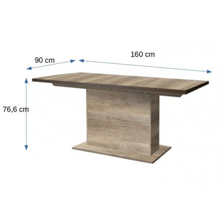 Masa Tiziano Extensibila, Stejar Antic, 160/200 x 90 x 76.6 Cm-01