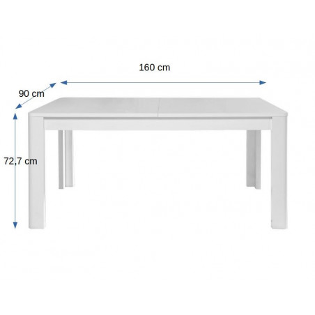 Masa extensibila Megan, 1600/2066 x 727 x 900 mm., Alb & alb lucios-01