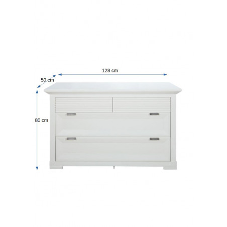 Comoda Cu 4 Sertare Verona Bianco Alb , 125.8 Cm-01