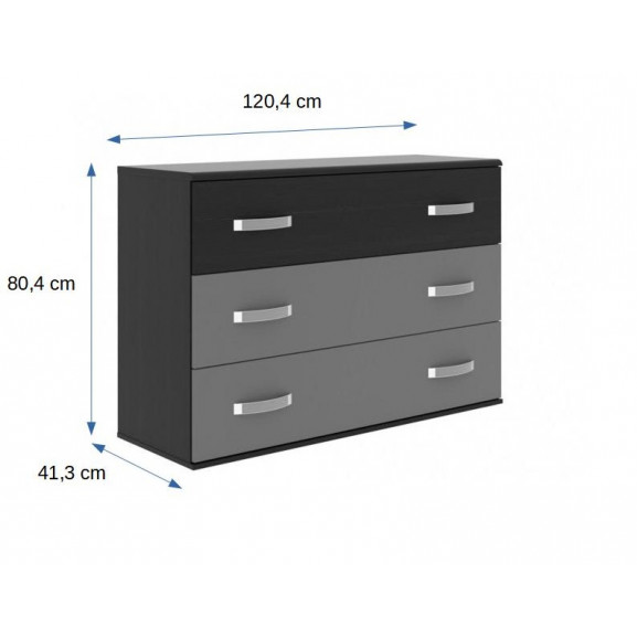 Comoda Delice, Negru, 1204 x 824 x 413 mm.