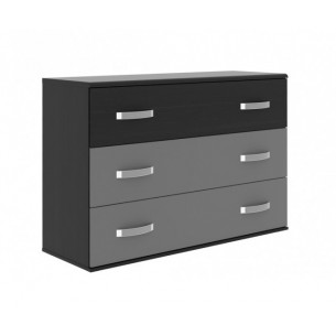 Comoda Cu 3 Sertare Delice, Negru Si Gri, 120 Cm