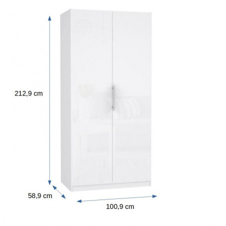 Dulap 2U Cadixo, alb lucios, 1009 x 2129 x 589 mm.-01