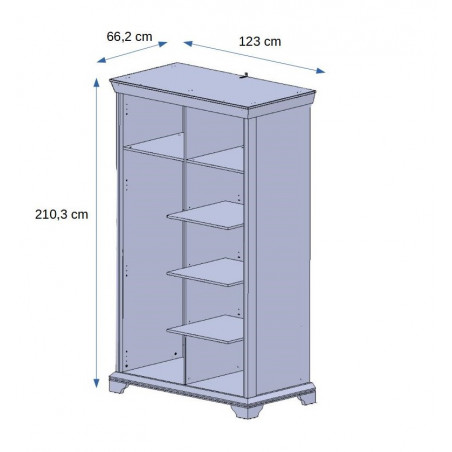 Dulap Cu 2 Usi Kashmir, Alb Antichizat, 123 Cm-01