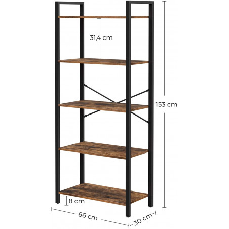 Raft Depozitare Vintage, Maro, 66 x 30 x 153 cm-01