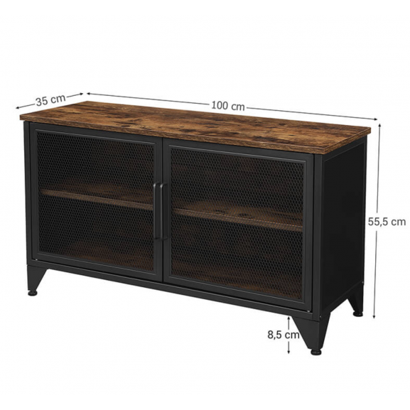 Comoda Tv Vintage, Negru, 100 x 35 x 55.5 cm