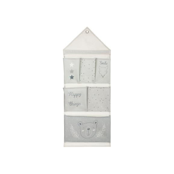 Decoratiune agatatoare cu 6 buzunare gri