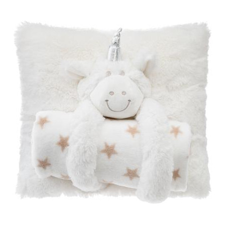 Patura + Jucarie Plus Alb Unicorn-01