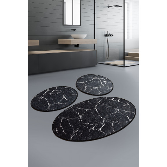 Set Covor Baie 3 Marble Black
