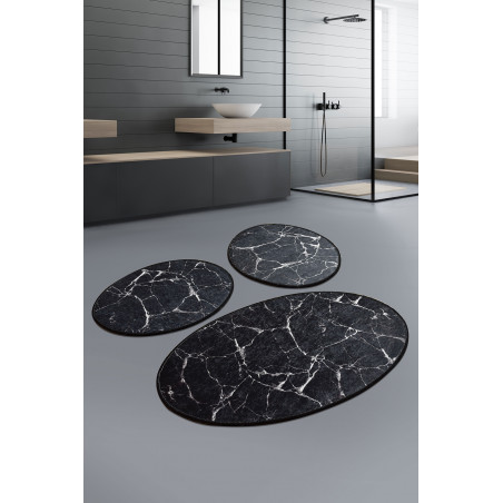 Set Covor Baie 3 Marble Black-01