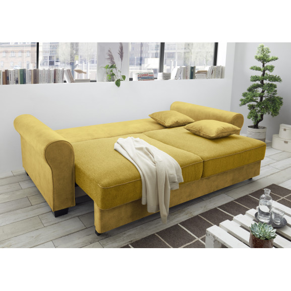 Canapea extensibila aura, cu lada, galben