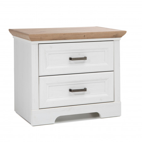 Noptiera Cu 2 Sertare Jasmine, Pin Alb Si Pin Antic, 65 Cm-01