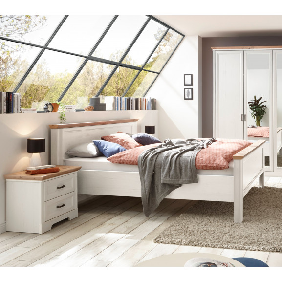 Pat Jasmine Dimensiune Saltea 180 x 200 Cm Pin Alb Si Pin Antic