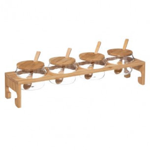 Set 4 Borcane Cu Suport Bamboo