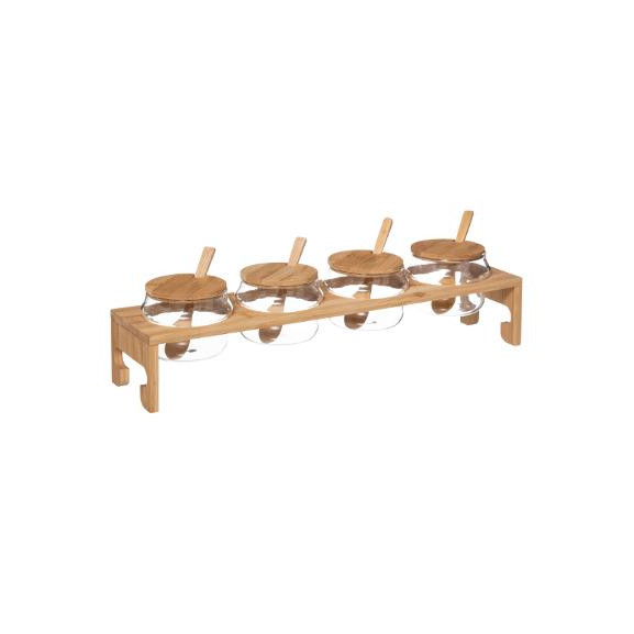 Set 4 Borcane Cu Suport Bamboo