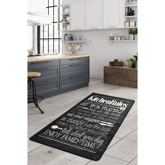 Covor Bucatarie Kitchen Black