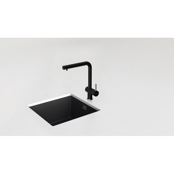 Baterie bucatarie Schock Epos Cristalite Nero, aspect granit, cartus ceramic, negru