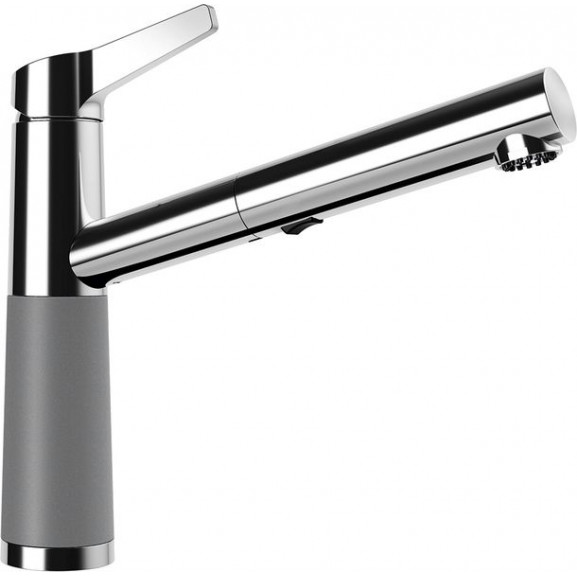 Poze Baterie bucatarie Schock SC-510 Cristalite Croma cu dus extractibil, 2 tipuri de jet, aspect granit, cartus ceramic, gri