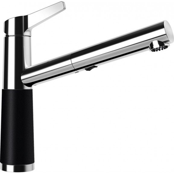Poze Baterie bucatarie Schock SC-510 Cristadur Puro cu dus extractibil, 2 tipuri de jet, aspect granit, cartus ceramic, negru intens