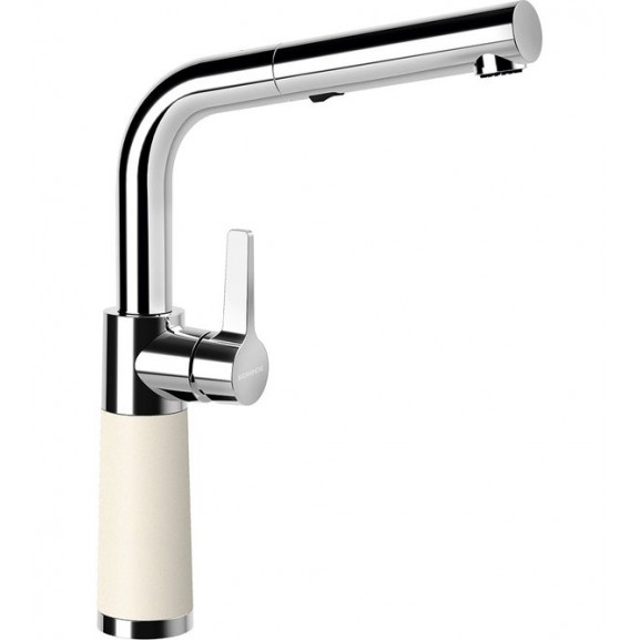 Poze Baterie bucatarie Schock SC-540 Cristadur Magnolia, dus ext., 2 tipuri de jet, aspect granit, cartus ceramic, alb cremos