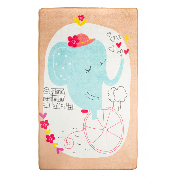 Covor Camera Copii Elephants Bike Beige
