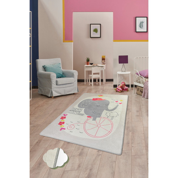 Covor Camera Copii Elephants Bike Grey