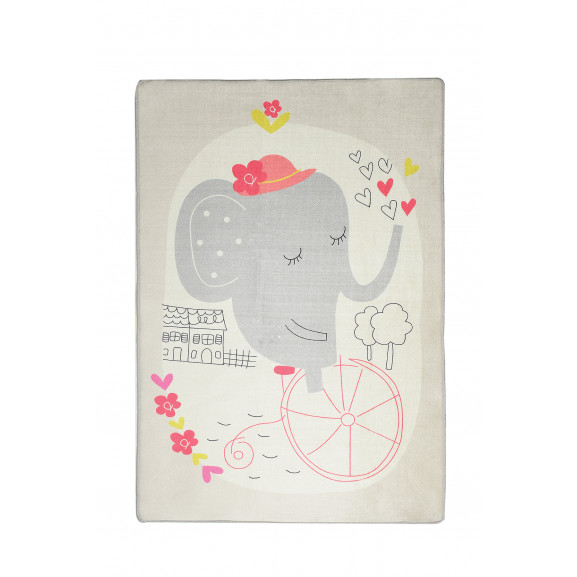 Covor Camera Copii Elephants Bike Grey