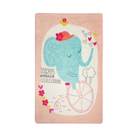 Covor Camera Copii Elephants Bike Pink-01