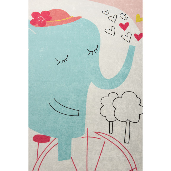 Covor Camera Copii Elephants Bike Pink