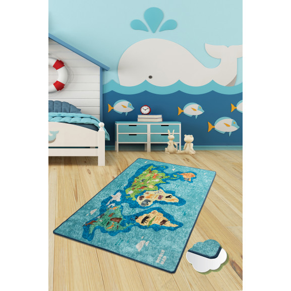 Covor Camera Copii Map Blue