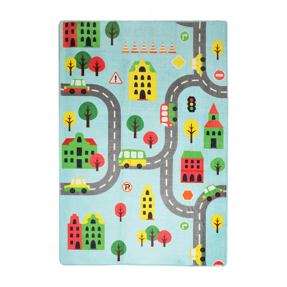 Covor Camera Copii Road Blue