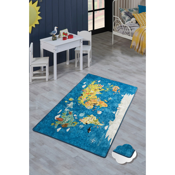 Covor Camera Copii World Blue