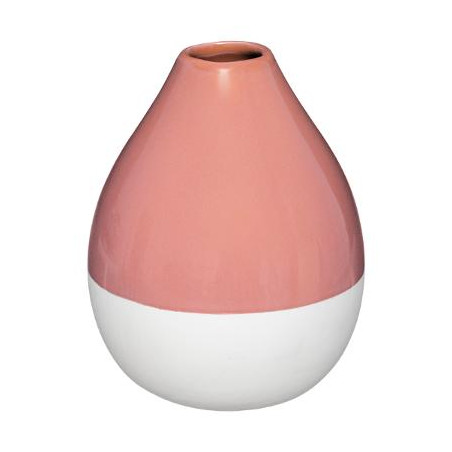 Vaza Ceramica Alb&Roz, H16 cm-01