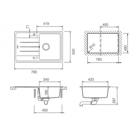 Set chiuveta bucatarie Schock Element D-100S si baterie bucatarie Schock Epos Cristalite Croma cu dus extractibil 78 x 50 cm-01