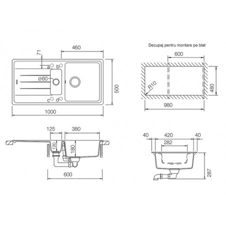 Set chiuveta bucatarie Schock Element D-150 si baterie bucatarie Schock Epos Cristalite Croma cu dus extractibil 100 x 50 cm-01