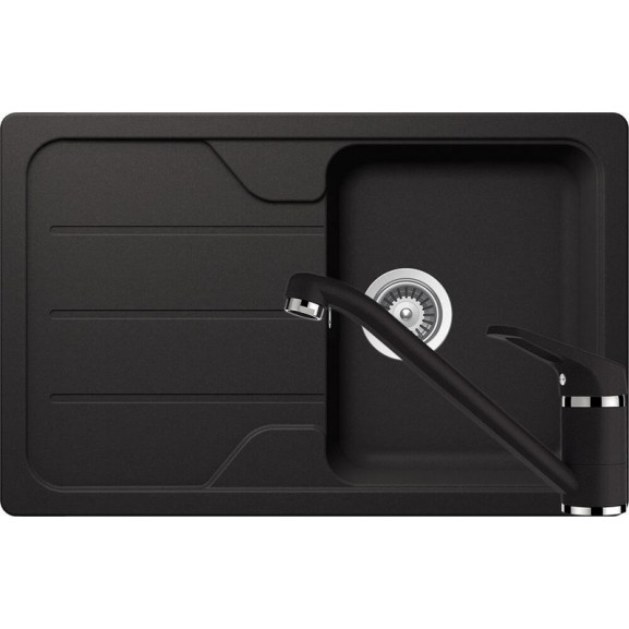 Poze Set chiuveta bucatarie Schock Formhaus D-100S si baterie bucatarie Schock Cosmo Cristalite Nero 78 x 50 cm