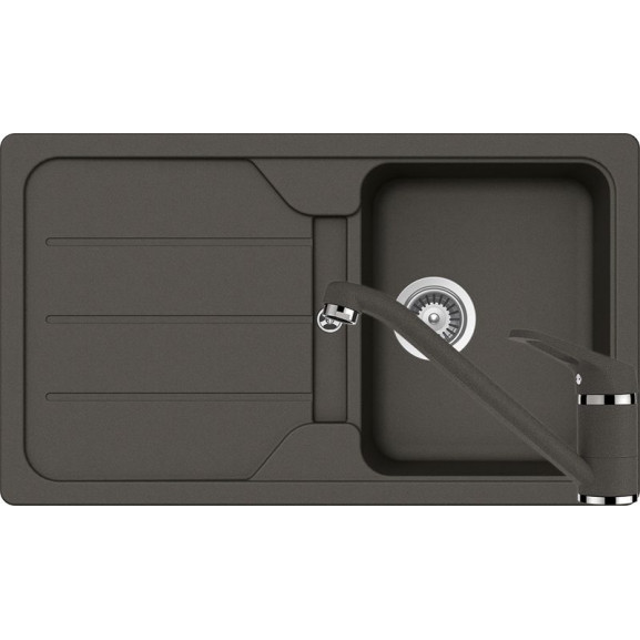 Poze Set chiuveta bucatarie Schock Formhaus D-100 si baterie bucatarie Schock Cosmo Cristalite Asphalt 86 x 50 cm