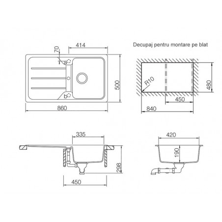 Set chiuveta bucatarie Schock Formhaus D-100 si baterie bucatarie Schock Cosmo Cristalite Croma 86 x 50 cm-01