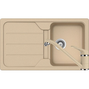 Set chiuveta bucatarie Schock Formhaus D-100 si baterie bucatarie Schock Cosmo Cristalite Moonstone 86 x 50 cm
