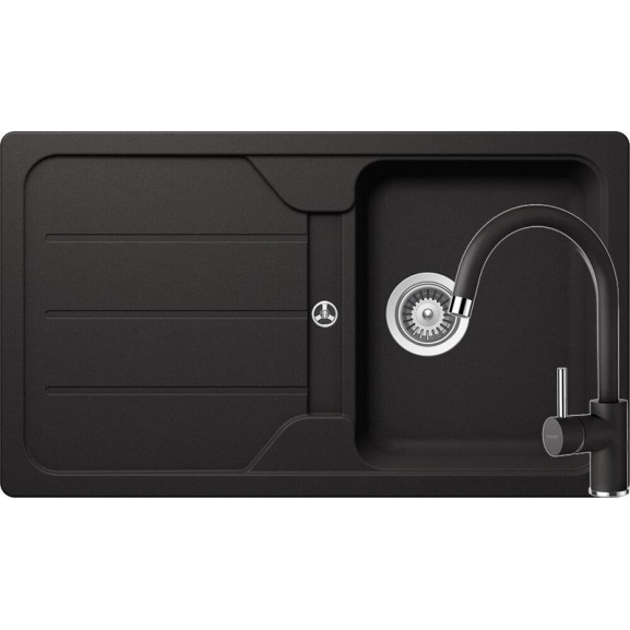 Set chiuveta bucatarie Schock Formhaus D-100si baterie bucatarie Schock Plutos Cristalite Nero 86 x 50 cm baterie