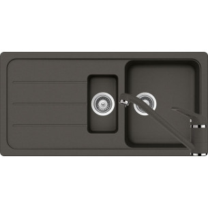 Set chiuveta bucatarie Schock Formhaus D-150L si baterie bucatarie Schock Cosmo Cristalite Asphalt 100 x 50 cm