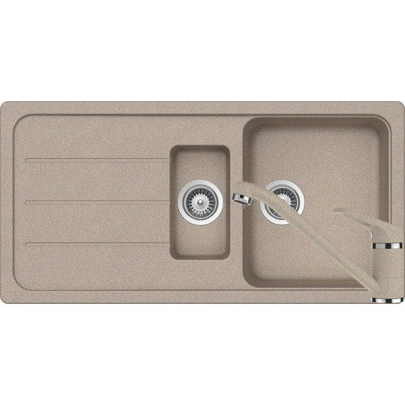Poze Set chiuveta bucatarie Schock Formhaus D-150L si baterie bucatarie Schock Cosmo Cristalite Sabbia 100 x 50 cm