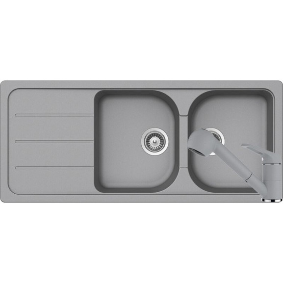 Set chiuveta bucatarie Schock Formhaus D-200 si baterie bucatarie Schock Cosmo Cristalite Croma cu dus extractibil 116 x 50 cm 116