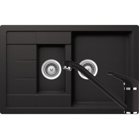 Set chiuveta bucatarie Schock Manhattan D-150S si baterie bucatarie Schock Cosmo Cristalite Nero 78 x 50 cm-01