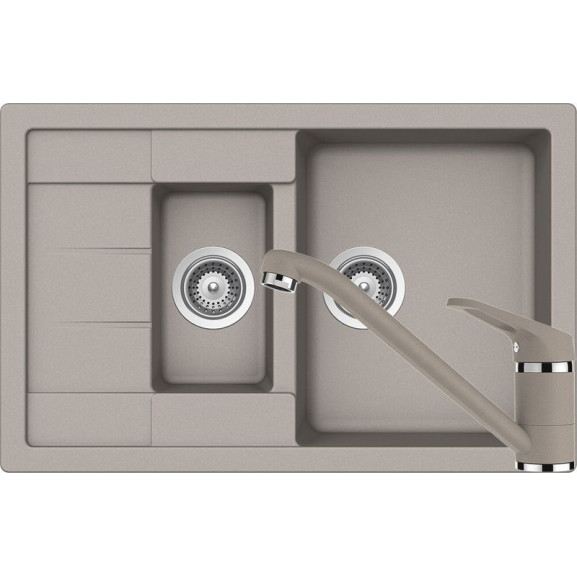 Poze Set chiuveta bucatarie Schock Manhattan D-150S si baterie bucatarie Schock Cosmo Cristalite Concrete 78 x 50 cm