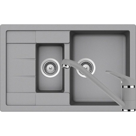 Set chiuveta bucatarie Schock Manhattan D-150S si baterie bucatarie Schock Cosmo Cristalite Croma 78 x 50 cm-01