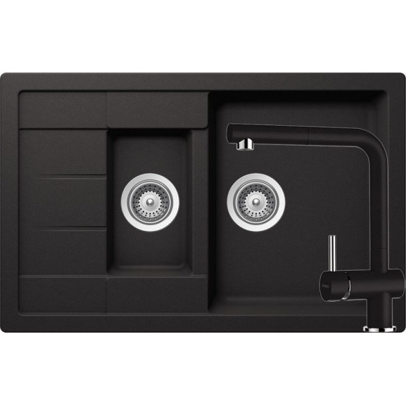 Poze Set chiuveta bucatarie Schock Manhattan D-150S si baterie bucatarie Schock Epos Cristalite Nero cu dus extractibil 78 x 50 cm